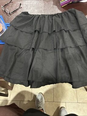 Women’s Black Tiered Circle Skirt with Ruffle Layers